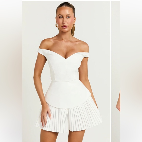 Odd Muse Off Shoulder Pleated Mini Dress - Picture 2 of 7